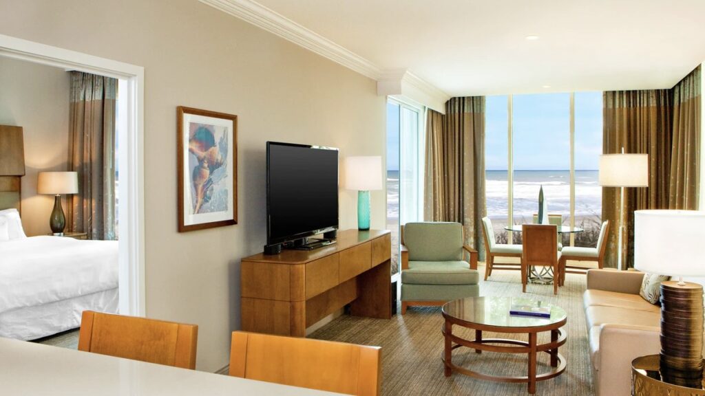 The Westin Hilton Head Island Resort & Spa suite with ocean view at luxury Hilton Head resorts beachside building
